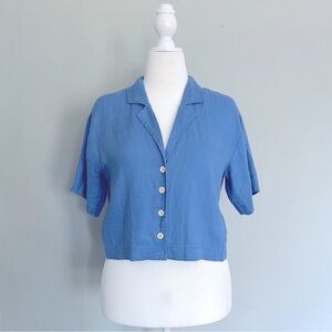Madewell 100% Linen Resort Shirt Ocean Blue Women’s M